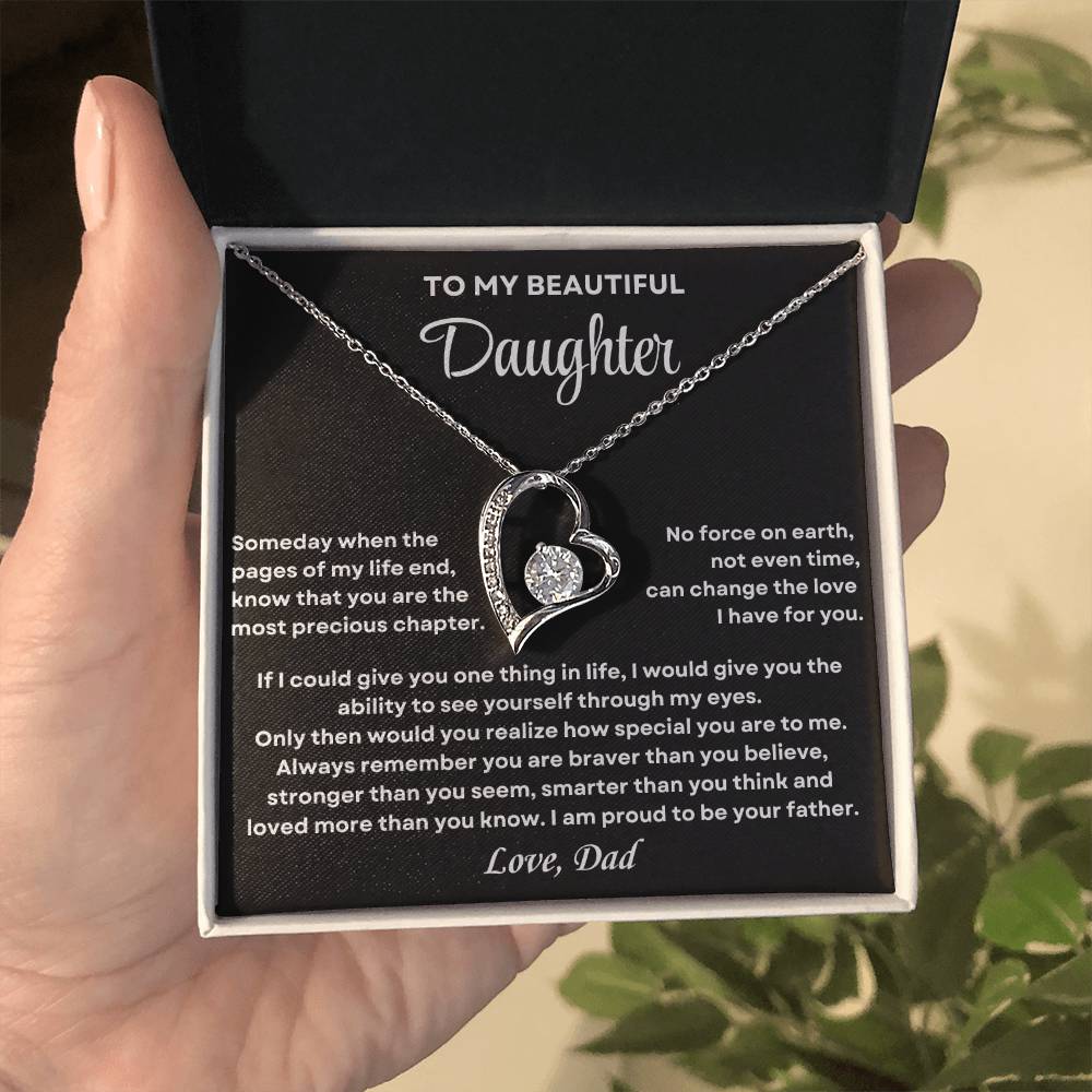 To My Daughter Forever Love Necklace, Proud To Be Your Father Forever Love Necklace
