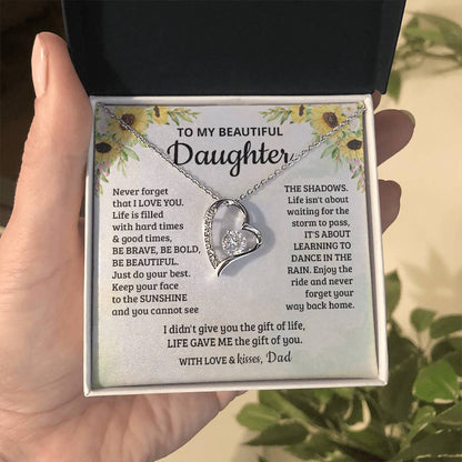 To My Beautiful Daughter - Enjoy The Ride And Never Forget Your Way Back Home - Forever Love Necklace