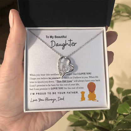 To My Beautiful Daughter Necklace, Daughter Gift From Dad, Father Daughter Gift, Christmas Gift, Unique Daughter Birthday Graduation Gift Forever Love Necklace