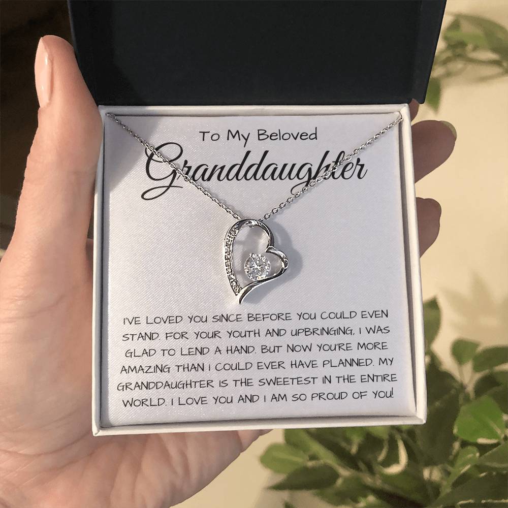 To My Beloved Granddaughter Forever Love Necklace  I Was Glad To Lend A Hand Forever Love Necklace