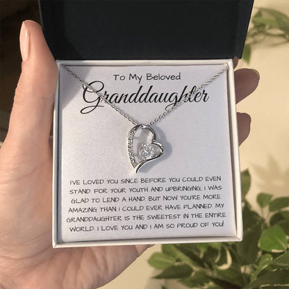 To My Beloved Granddaughter Forever Love Necklace  I Was Glad To Lend A Hand Forever Love Necklace