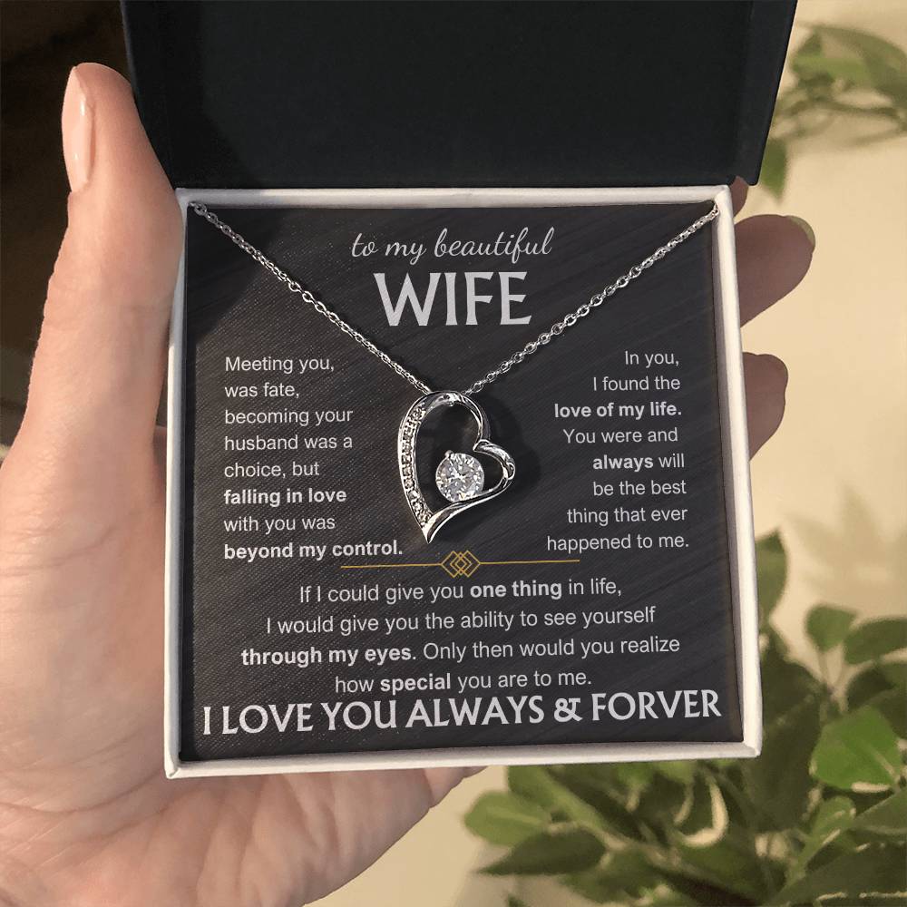 To My Beautiful Wife - Meeting You Was Fate Forever Love Necklace