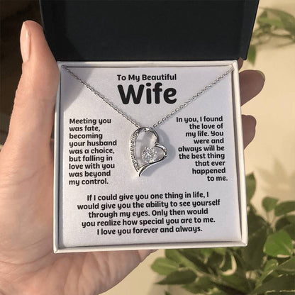 To My Beautiful Wife - Meeting You Was Fate - Forever Love Necklace