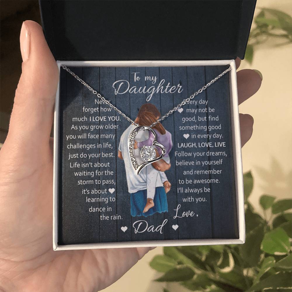 To My Daughter  Laugh Love Live  Forever Love Necklace Forever Love Necklace