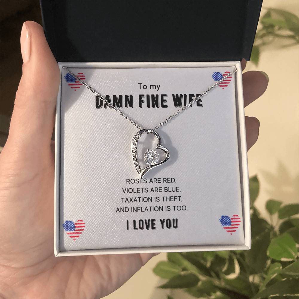 To My Damn Fine Wife - Women'S Forever Love Necklace & Earring Set - Gift For Wife Forever Love Necklace