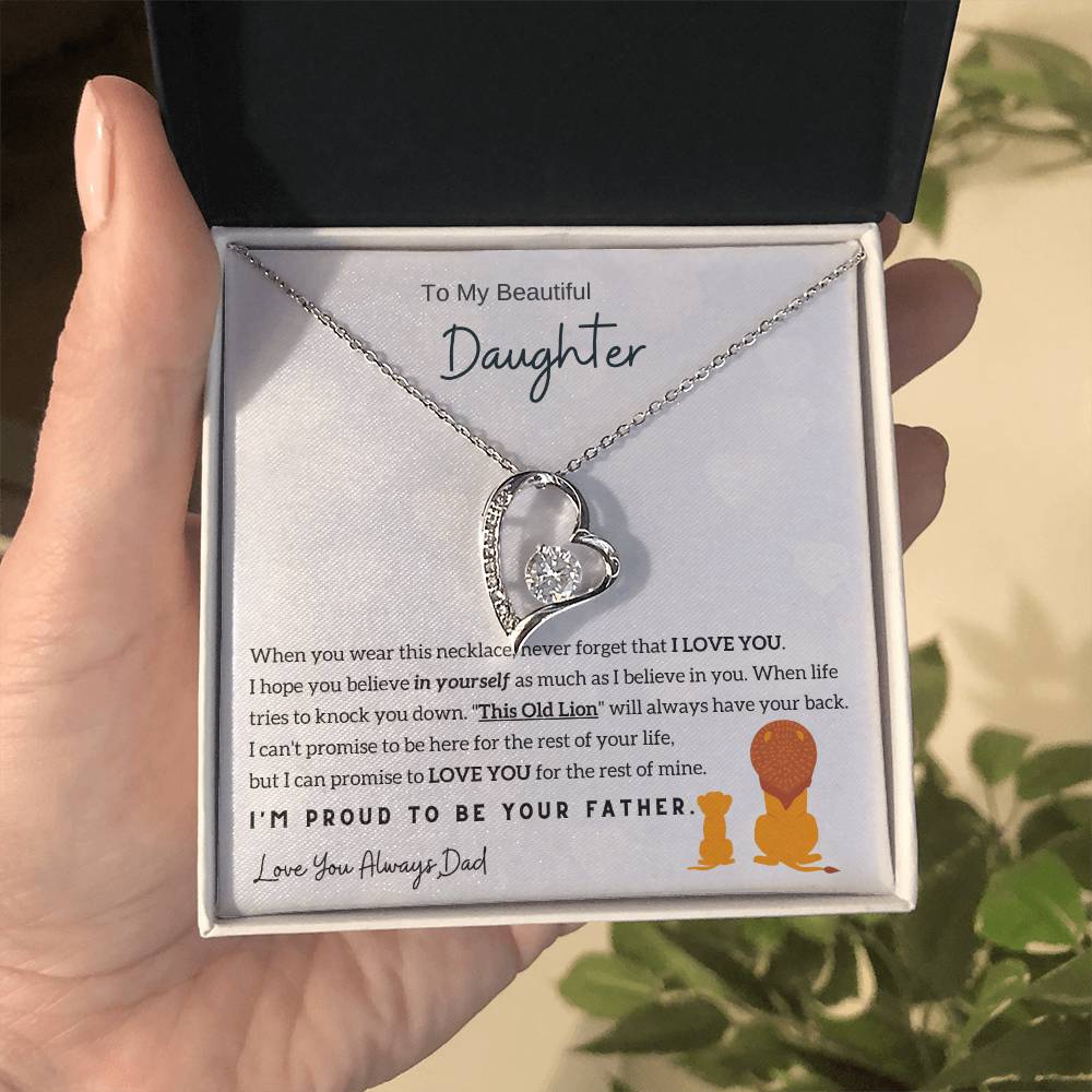 To My Daughter,  I'M Proud To Be Your Father Forever Love Necklace