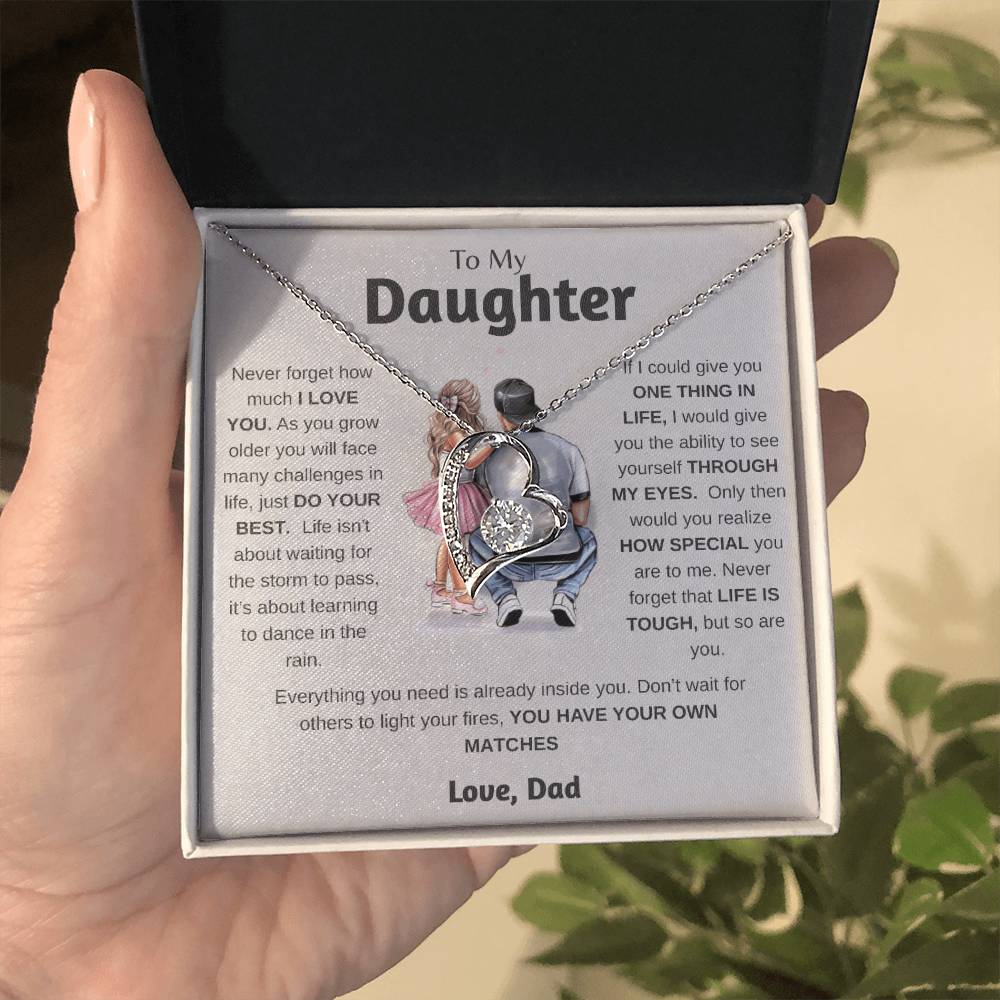 To My Daughter  Just Do Your Best  Forever Love Necklace Forever Love Necklace