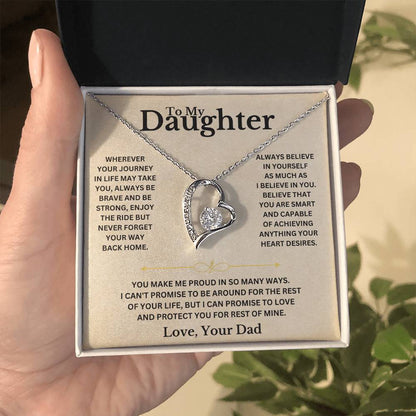 To My Daughter - Love Dad - Necklace Gift Set Forever Love Necklace