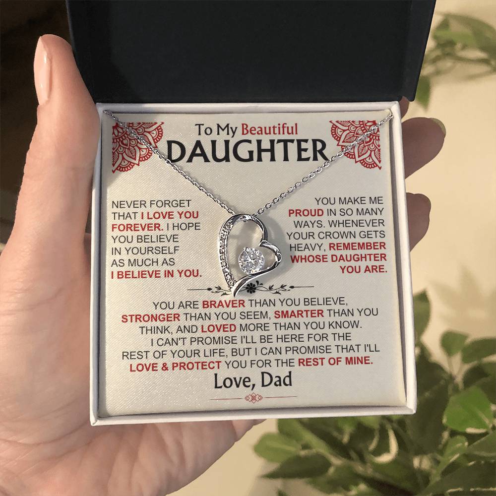 To My Beautiful Daughter - Dad - Forever Love Gift Set - Ss490V2 Forever Love Necklace