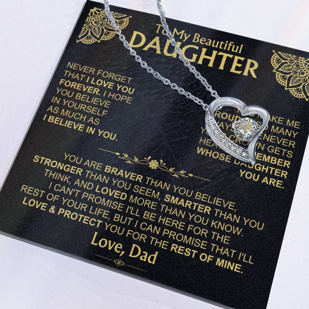 To My Beautiful Daughter - Dad - Forever Love Gift Set - Ss490V3 Forever Love Necklace