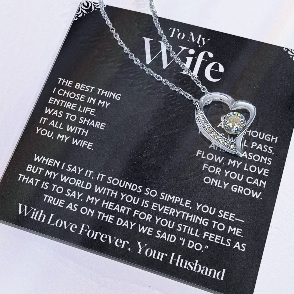 To My Wife - Forever Love Necklace & Earring Set - Beautiful Poem Forever Love Necklace