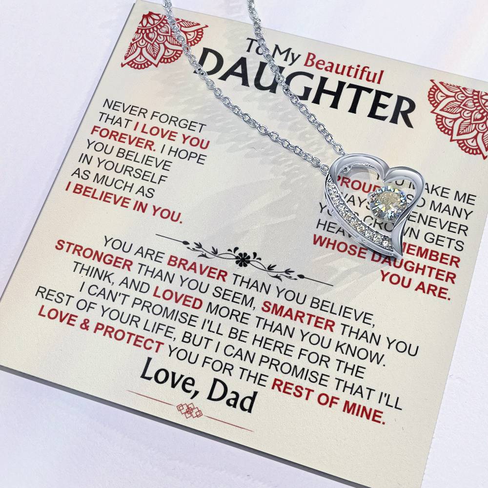 To My Beautiful Daughter - Dad - Forever Love Gift Set - Ss490V2 Forever Love Necklace