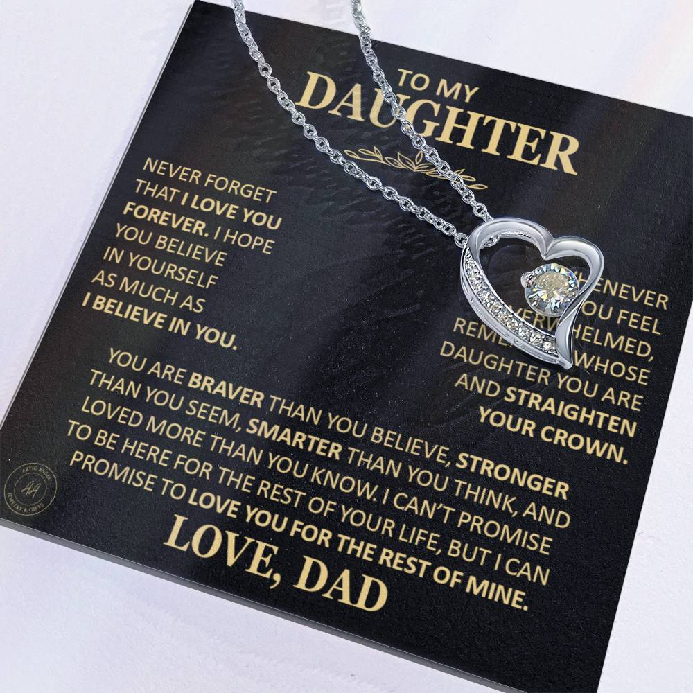 Unique Gift For Daughter From Dad Never Forget That I Love You Heart Necklace Forever Love Necklace