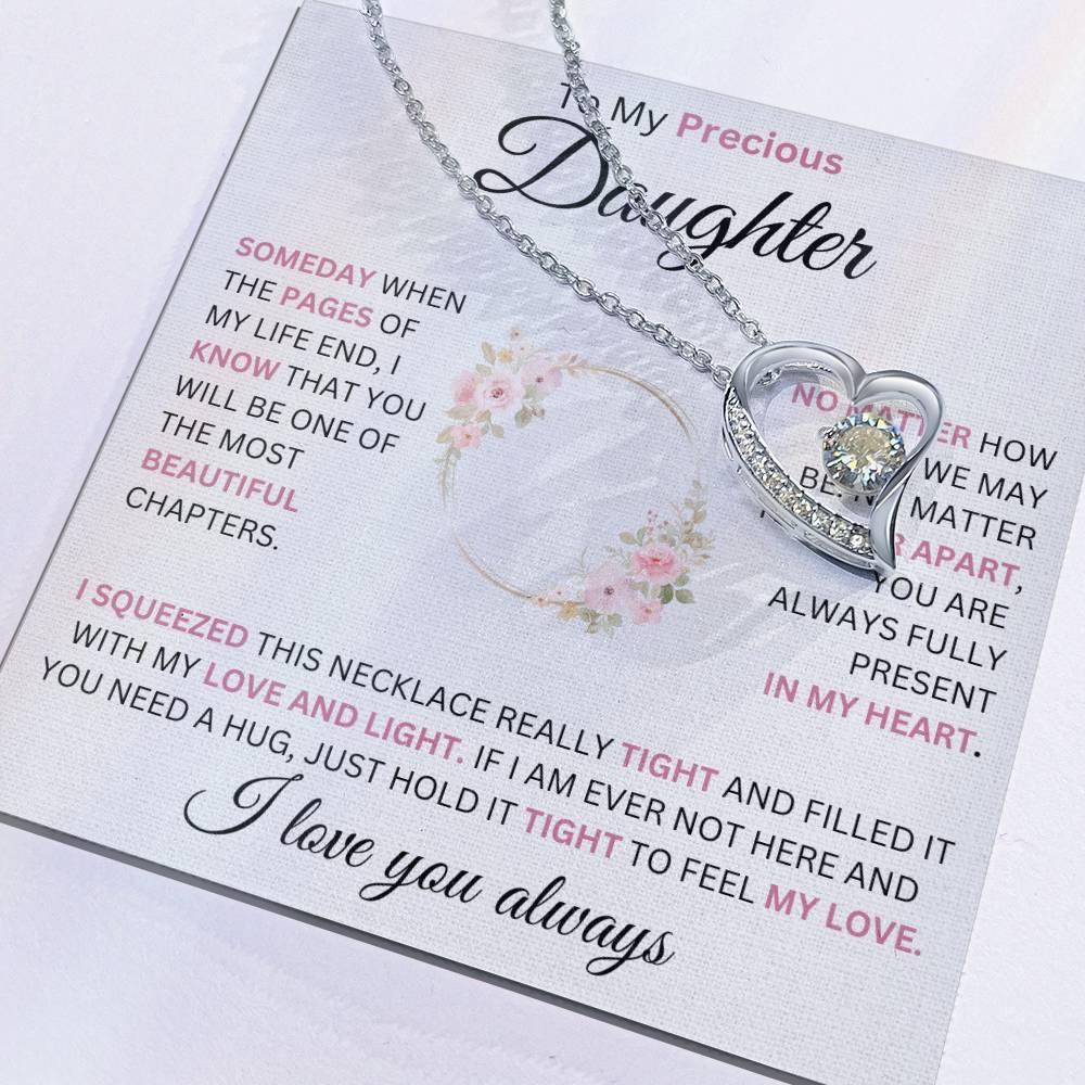 To My Daughter No Matter How Busy... Love You Heart Necklace Forever Love Necklace
