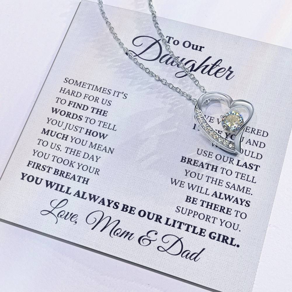 Gift For Daughter Love Mom And Dad Our Little Girl Necklace Forever Love Necklace
