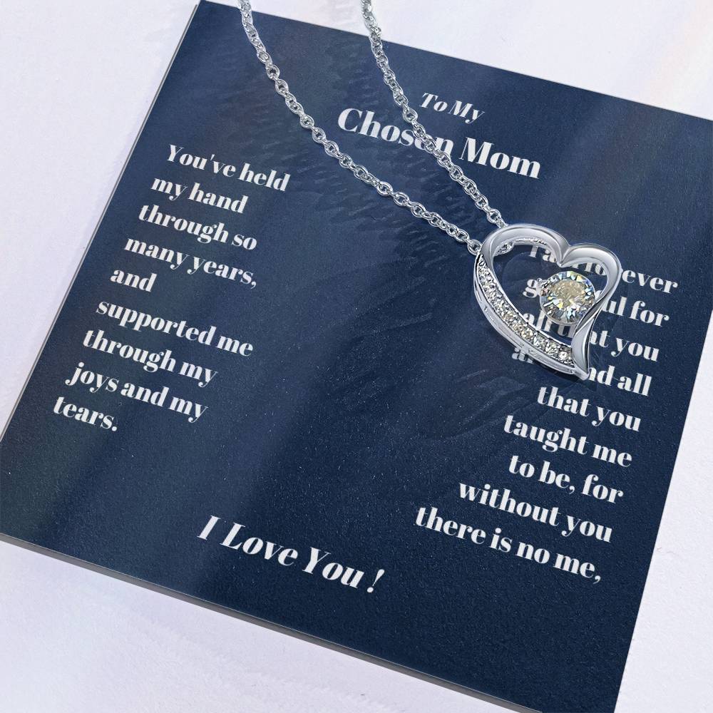 Chosen Mom Heart Necklace Gift Forever Love Necklace