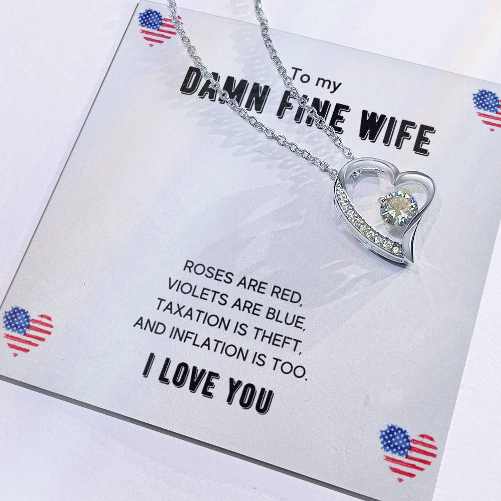 To My Damn Fine Wife - Women'S Forever Love Necklace & Earring Set - Gift For Wife Forever Love Necklace