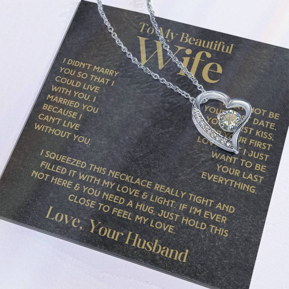 To My Beautiful Wife - Forever Love Necklace & Earring Set - I Want To Be Your Last Everything Forever Love Necklace