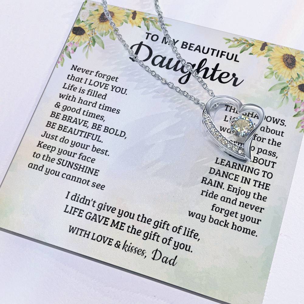 To My Beautiful Daughter - Enjoy The Ride And Never Forget Your Way Back Home - Forever Love Necklace