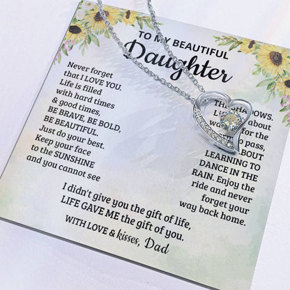 To My Beautiful Daughter - Enjoy The Ride And Never Forget Your Way Back Home - Forever Love Necklace