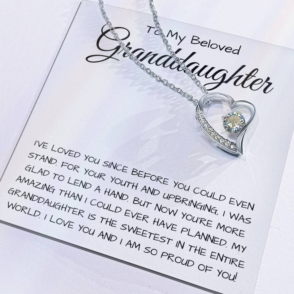 To My Beloved Granddaughter Forever Love Necklace  I Was Glad To Lend A Hand Forever Love Necklace