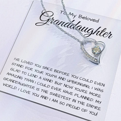 To My Beloved Granddaughter Forever Love Necklace  I Was Glad To Lend A Hand Forever Love Necklace