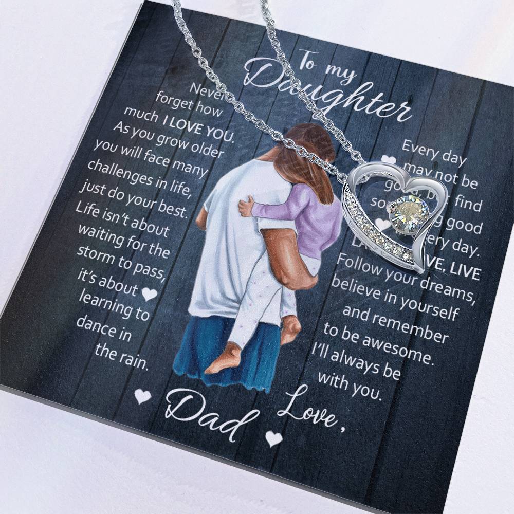 To My Daughter  Laugh Love Live  Forever Love Necklace Forever Love Necklace
