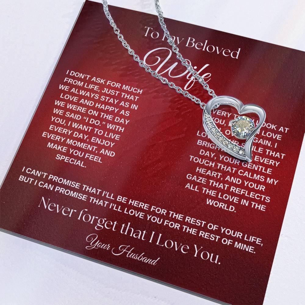 To My Beloved Wife, I Promise To Love You Forever Forever Love Necklace