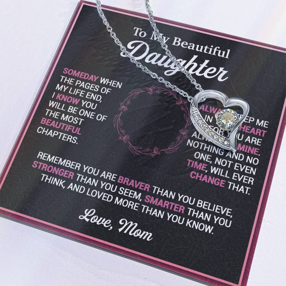 To My Daughter Necklace, Gift For Daughter From Mom, Mother Daughter Necklace Forever Love Necklace