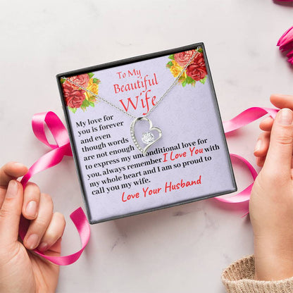 To My Beautiful Wife My Love For You Is Forever Necklace Forever Love Necklace
