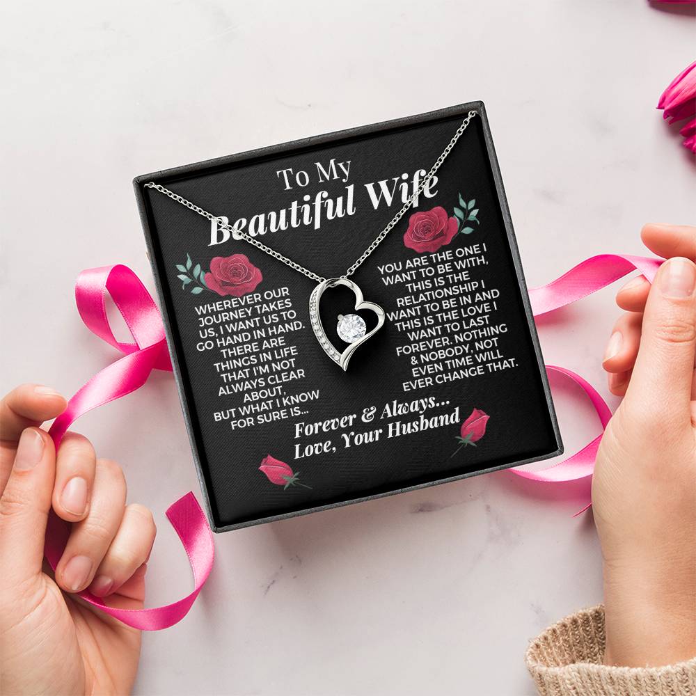To My Beautiful Wife 14k Gold Necklace Forever Love Necklace