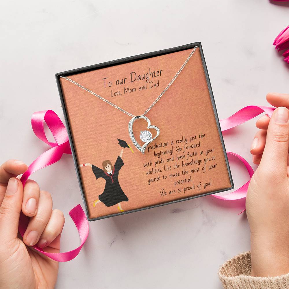 Graduation - Happy Graduation To Our Daughter - Graduation Gift Necklace Graduation Gift For Her College Forever Love Necklace