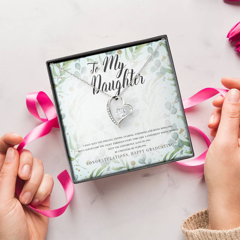 Graduation Gift For Daughter White Gold Heart Necklace Forever Love Necklace