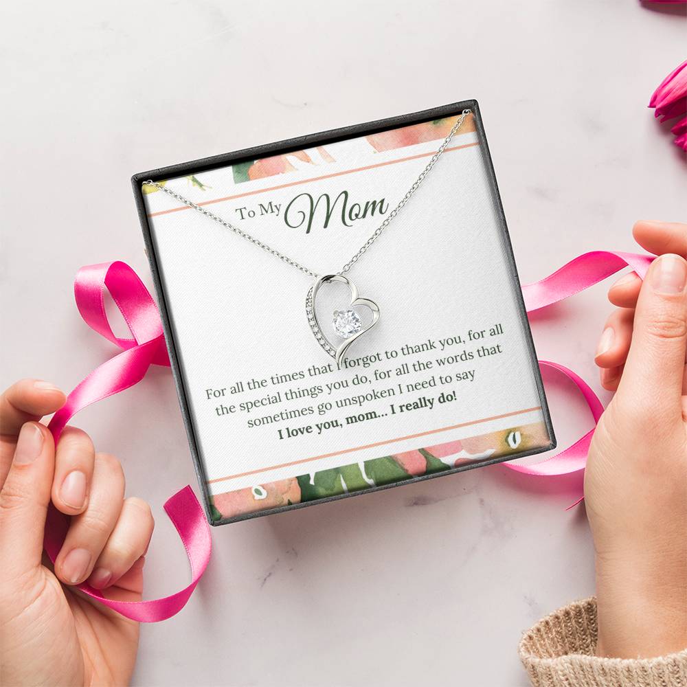 To My Mom Message Card Design And Necklace Forever Love Necklace