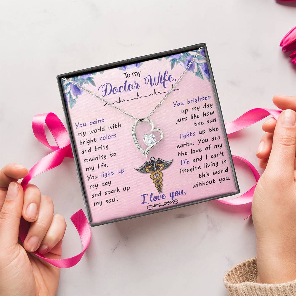 To My Doctor Wife You Paint My World With Bright Colors Forever Love Necklace