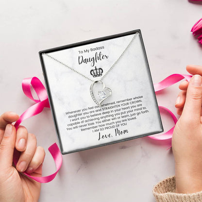 To My Badass Daughter Gift For Daughter Birthday Luxe Crown Necklace Gift Set Badass Daughter Gift Forever Love Necklace