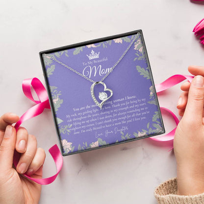 To My Beautiful Mom Necklace  Beautiful Mom Gift  Mother’S Day Gift  Birthday Gift For Mom  Gift From Daughter On Wedding Day Forever Love Necklace
