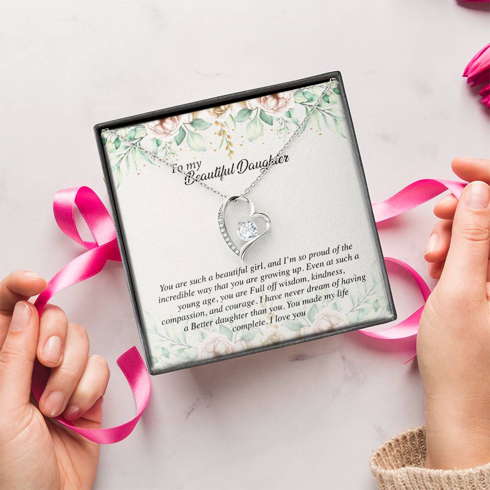 To My Beautiful Daughter Gift For Daughter From Mom Daughter's Birthday Daughter's Graduation Daughter Forever Love Necklace