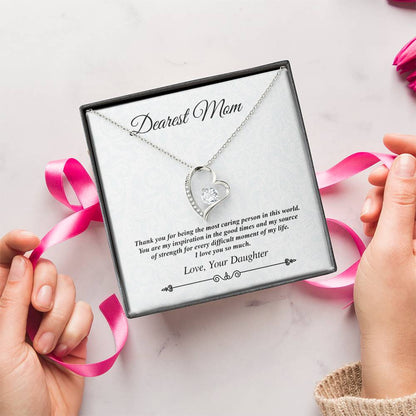 'Dearest Mom' Heart Necklace - The Most Caring Person In This World Forever Love Necklace