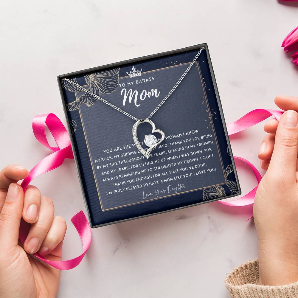 Badass Mom Gift To My Badass Mom Necklace Mother’s Day Gift Daughter To Mom Gift Gift From Daughter To Mom On Wedding Day Mom Gift 2 Forever Love Necklace