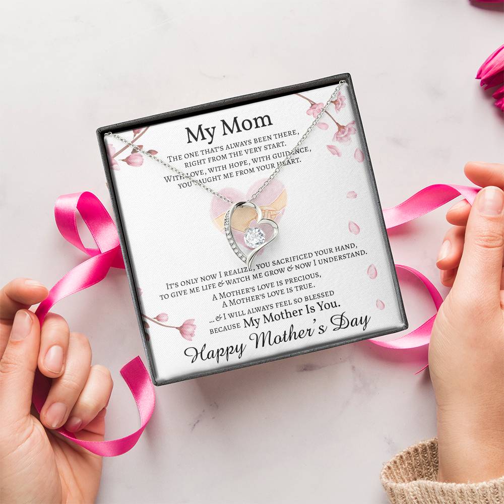 Mother's Day Gift Necklace Message Card Necklace For Mom Heart Shaped Pendant Necklace For Mom Forever Love Necklace