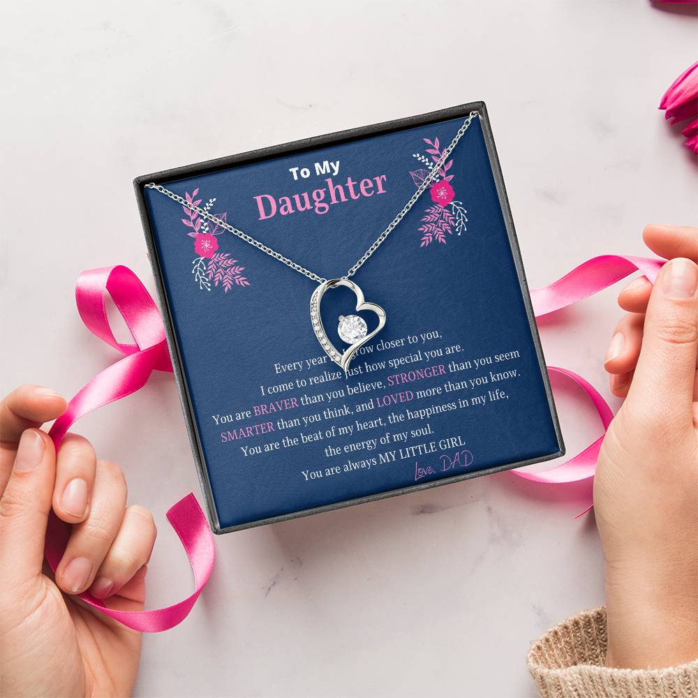 To My Daughter Dog Tag Necklace You Are Braver Than You Believe. Daughter Gift. Christmas Gift For Daughter Forever Love Necklace