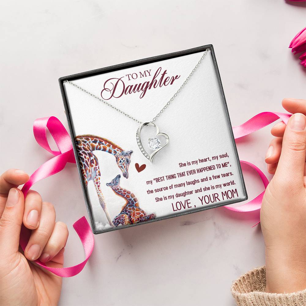 To My Daughter Forever Love Necklace Gifts - Gift For Daughter From Mom - Daughter Gift From Mom Forever Love Necklace