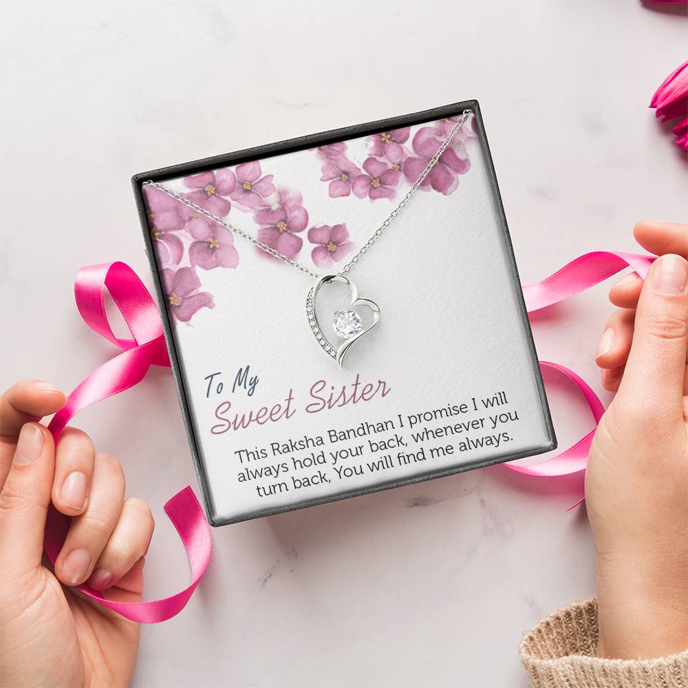 To My Sweet Sister - 925 Sterling Silver Pendant Forever Love Necklace