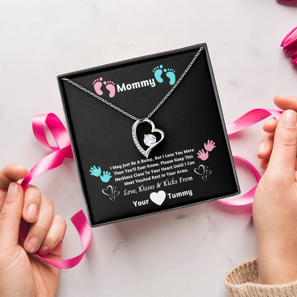 Mommy Heart Necklace- I Can't Wait To Meet You New Mommy Necklace New Mom Gift First Time Mom Forever Love Necklace