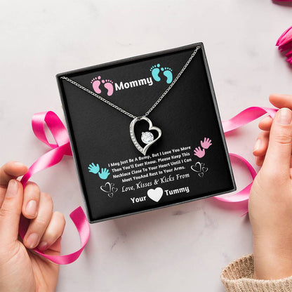 Mommy Heart Necklace- I Can't Wait To Meet You New Mommy Necklace New Mom Gift First Time Mom Forever Love Necklace