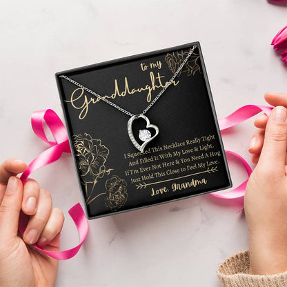 To My Granddaughter - Heart Necklace - Squeeze This Necklace - Love Grandma Forever Love Necklace