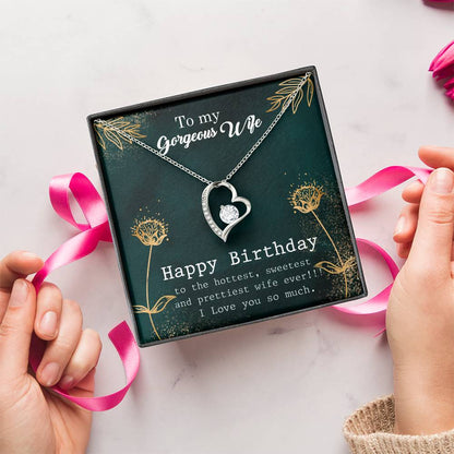 To My Gorgeous Wife - Happy Birthday - 925 Sterling Silver Pendant Forever Love Necklace