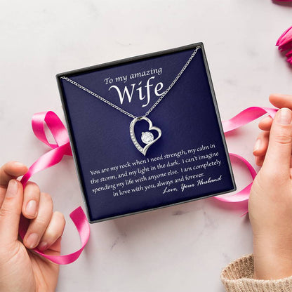 Almost Gone! Wife You Are My Rock Heart Necklace Forever Love Necklace