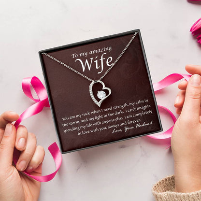 Wife You Are My Rock Heart Necklace Forever Love Necklace